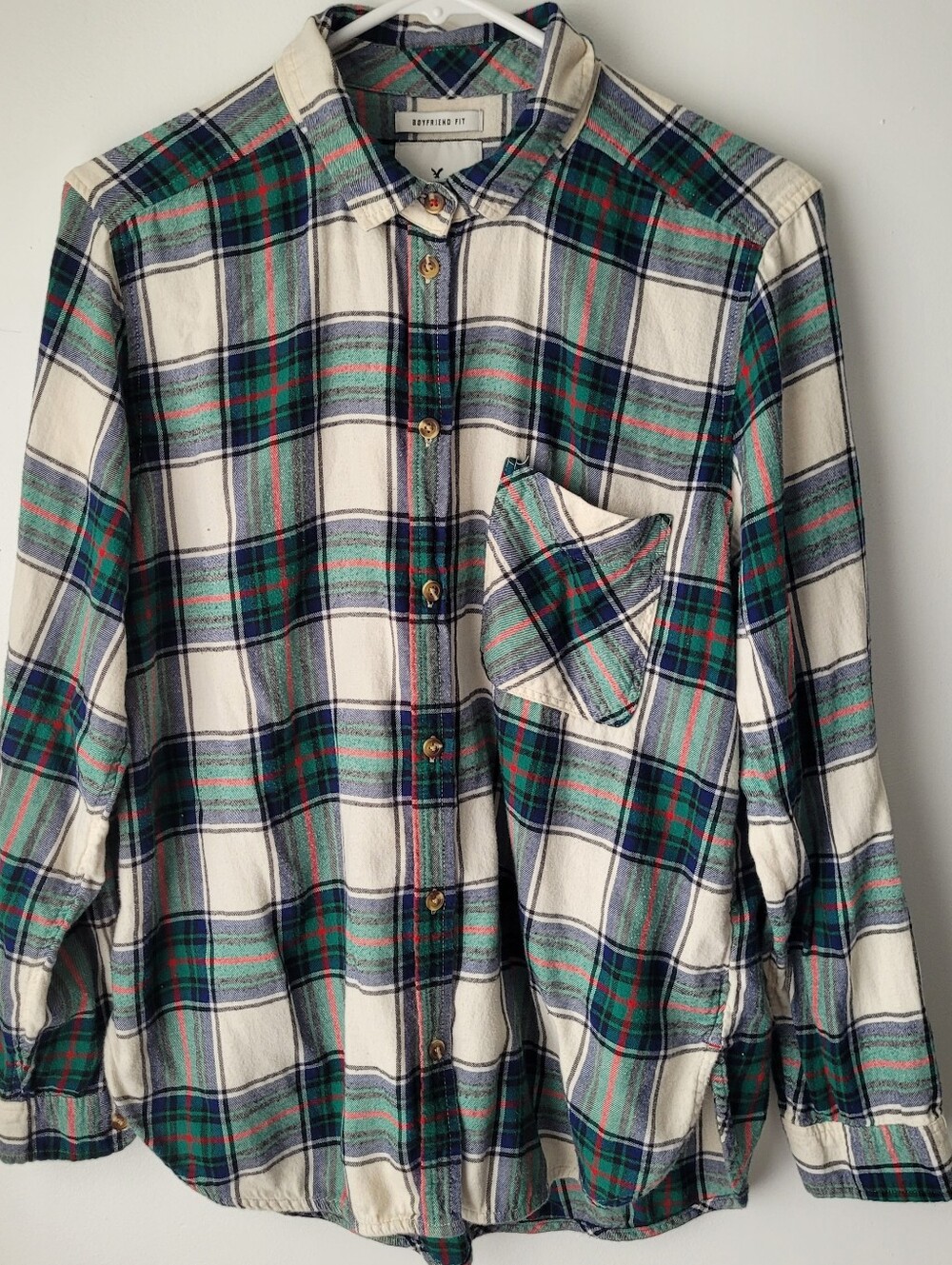 American Eagle Outfitters Women Plaid Button-Down Shirt Size L